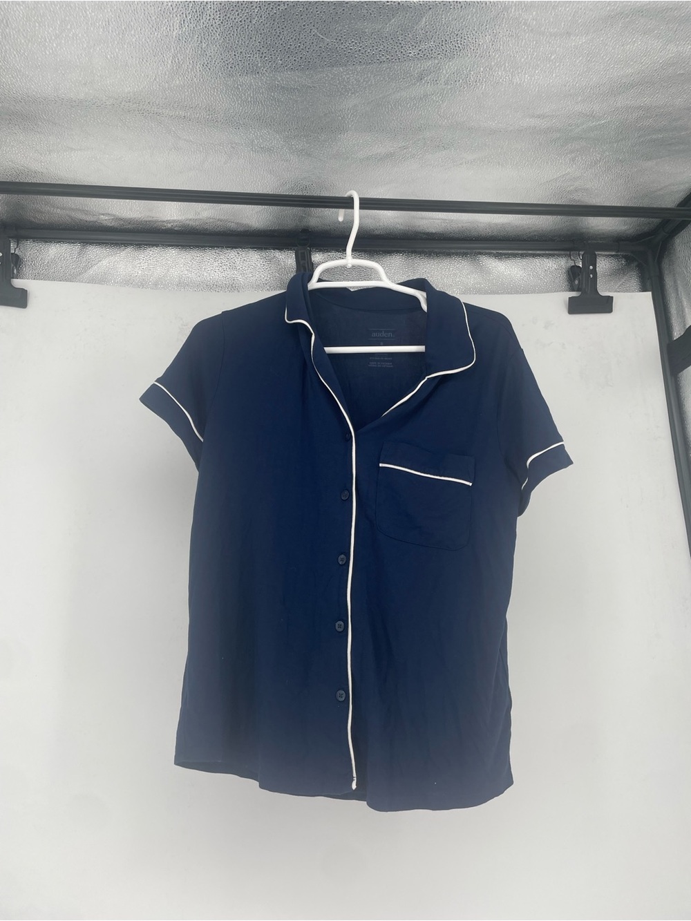 Auden Navy blue Short Sleeve Pajama Top with White Piping
